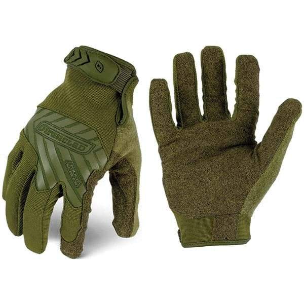 ironCLAD - Size M (8) Synthetic Leather Work Gloves - For Mechanic's & Lifting, Uncoated, Hook & Loop Cuff, Full Fingered, Olive Drab Green, Paired - Benchmark Tooling