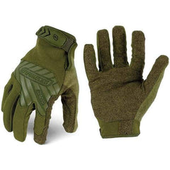 ironCLAD - Size L (9) Synthetic Leather Work Gloves - For Mechanic's & Lifting, Uncoated, Hook & Loop Cuff, Full Fingered, Olive Drab Green, Paired - Benchmark Tooling