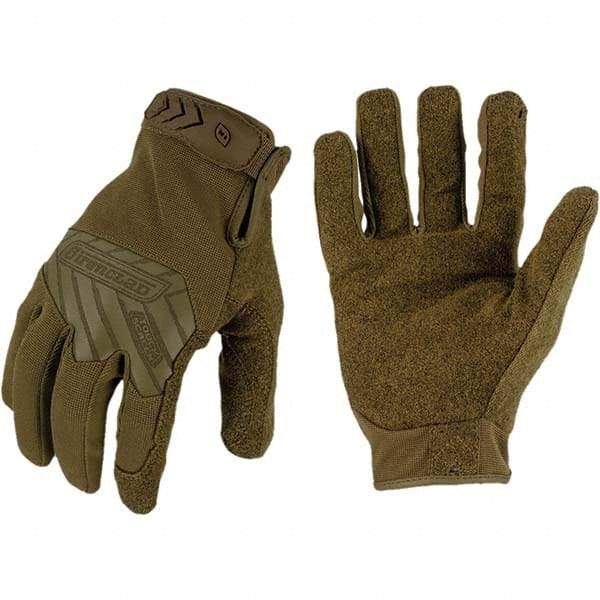 ironCLAD - Size XL (10) Synthetic Leather Work Gloves - For Mechanic's & Lifting, Uncoated, Hook & Loop Cuff, Full Fingered, Coyote, Paired - Benchmark Tooling