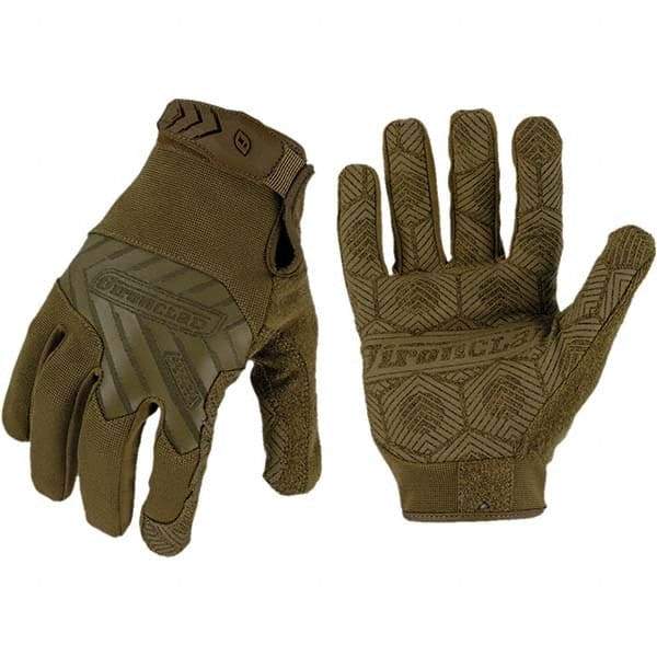 ironCLAD - Size XL (10) Synthetic Leather Work Gloves - For Mechanic's & Lifting, Uncoated, Hook & Loop Cuff, Full Fingered, Coyote, Paired - Benchmark Tooling