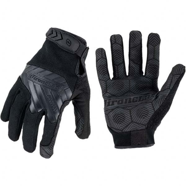 ironCLAD - Size L (9) Synthetic Leather Work Gloves - For Mechanic's & Lifting, Uncoated, Hook & Loop Cuff, Full Fingered, Black, Paired - Benchmark Tooling