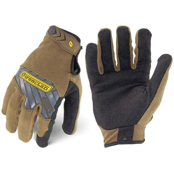 ironCLAD - Size 2XL (11) Synthetic Leather Work Gloves - For Mechanic's & Lifting, Uncoated, Hook & Loop Cuff, Full Fingered, Coyote, Paired - Benchmark Tooling