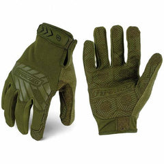 ironCLAD - Size XL Synthetic Leather Work Gloves - For Mechanic's & Lifting, Uncoated, Hook & Loop Cuff, Full Fingered, Olive Drab Green, Paired - Benchmark Tooling