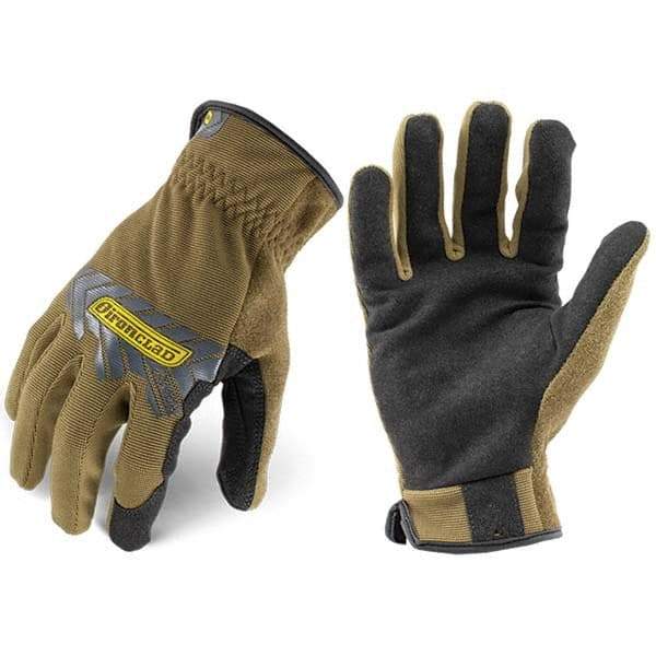 ironCLAD - Size 2XL (11) Synthetic Leather Work Gloves - For Mechanic's & Lifting, Uncoated, Slip-On Cuff, Full Fingered, Coyote, Paired - Benchmark Tooling