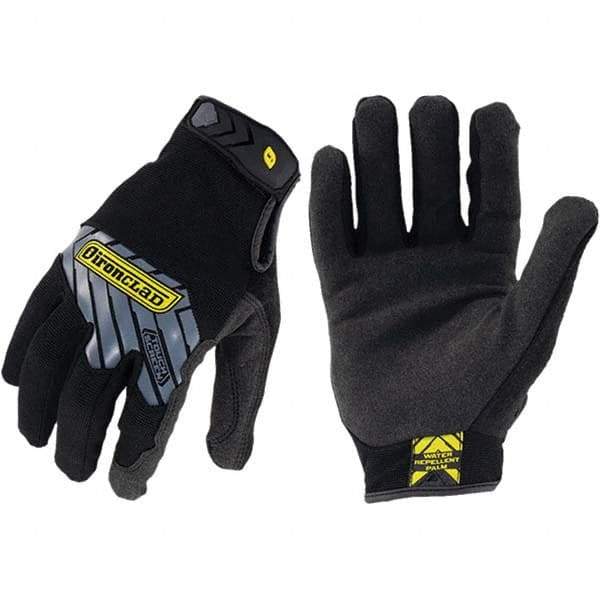 ironCLAD - Size XL (10), ANSI Cut Lvl A2, Abrasion Lvl 3, Cut Resistant Gloves - 9.25" Long, Uncoated, Unlined, Hook & Loop Cuff, Black, Paired - Benchmark Tooling