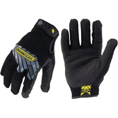 ironCLAD - Size XL (10), ANSI Cut Lvl A2, Abrasion Lvl 3, Cut Resistant Gloves - 9.25" Long, Uncoated, Unlined, Hook & Loop Cuff, Black, Paired - Benchmark Tooling