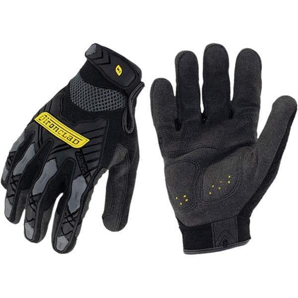 ironCLAD - Size 2XL (11), ANSI Cut Lvl A2, Abrasion Lvl 3, Cut Resistant Gloves - 9.5" Long, Uncoated, Unlined, Hook & Loop Cuff, Black, Paired - Benchmark Tooling