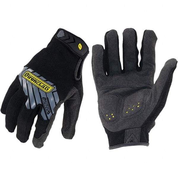 ironCLAD - Size XL (10), ANSI Cut Lvl A2, Abrasion Lvl 3, Cut Resistant Gloves - 9.25" Long, Uncoated, Unlined, Hook & Loop Cuff, Black, Paired - Benchmark Tooling