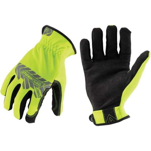 ironCLAD - Size XL (10), ANSI Cut Lvl A2, Abrasion Lvl 3, Cut Resistant Gloves - 10" Long, Uncoated, Unlined, Slip-On Cuff, Hi-Vis Yellow, Paired - Benchmark Tooling