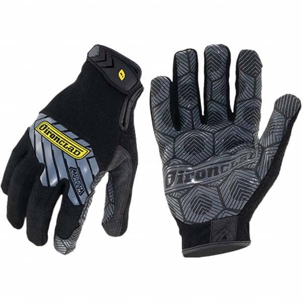 ironCLAD - Size 2XL (11), ANSI Cut Lvl A1, Abrasion Lvl 5, Silicone Coated Cut Resistant Gloves - 9.5" Long, Uncoated, Unlined, Hook & Loop Cuff, Black, Paired - Benchmark Tooling