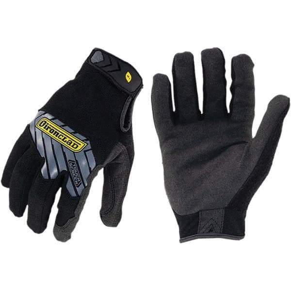 ironCLAD - Size S (7), ANSI Cut Lvl A2, Abrasion Lvl 3, Cut Resistant Gloves - 8.5" Long, Uncoated, Unlined, Hook & Loop Cuff, Black, Paired - Benchmark Tooling