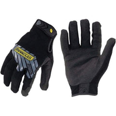 ironCLAD - Size XL (10), ANSI Cut Lvl A2, Abrasion Lvl 3, Cut Resistant Gloves - 9.25" Long, Uncoated, Unlined, Hook & Loop Cuff, Black, Paired - Benchmark Tooling