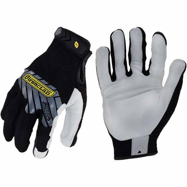 ironCLAD - Size S (7), ANSI Cut Lvl A1, Abrasion Lvl 3, Cut Resistant Gloves - 8.5" Long, Uncoated, Unlined, Hook & Loop Cuff, Black/White, Paired - Benchmark Tooling