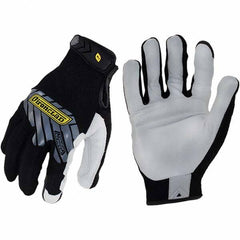 ironCLAD - Size L (9), ANSI Cut Lvl A1, Abrasion Lvl 3, Cut Resistant Gloves - 9" Long, Uncoated, Unlined, Hook & Loop Cuff, Black/White, Paired - Benchmark Tooling