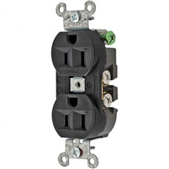 Hubbell Wiring Device-Kellems - 125V 15A NEMA 5-15R Industrial Grade Black Straight Blade Duplex Receptacle - Benchmark Tooling