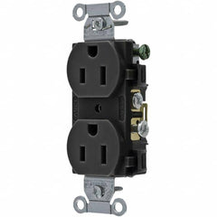 Hubbell Wiring Device-Kellems - 125V 15A NEMA 5-15R Commercial Grade Black Straight Blade Duplex Receptacle - Benchmark Tooling