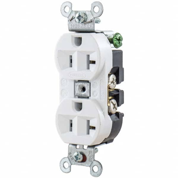 Hubbell Wiring Device-Kellems - 125V 20A NEMA 5-20R Industrial Grade White Straight Blade Duplex Receptacle - Benchmark Tooling