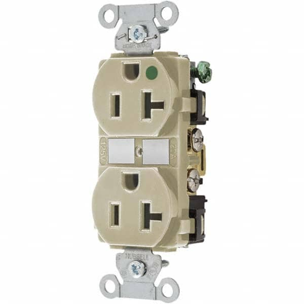 Hubbell Wiring Device-Kellems - 125V 20A NEMA 5-20R Hospital Grade Ivory Straight Blade Duplex Receptacle - Benchmark Tooling