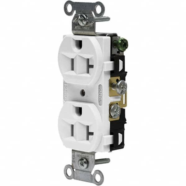 Hubbell Wiring Device-Kellems - 125V 20A NEMA 5-20R Commercial Grade White Straight Blade Duplex Receptacle - Benchmark Tooling