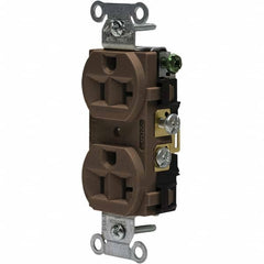 Hubbell Wiring Device-Kellems - 125V 20A NEMA 5-20R Commercial Grade Brown Straight Blade Duplex Receptacle - Benchmark Tooling