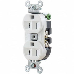 Hubbell Wiring Device-Kellems - 125V 15A NEMA 5-15R Industrial Grade White Straight Blade Duplex Receptacle - Benchmark Tooling