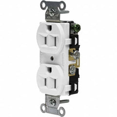 Hubbell Wiring Device-Kellems - 125V 15A NEMA 5-15R Commercial Grade White Straight Blade Duplex Receptacle - Benchmark Tooling