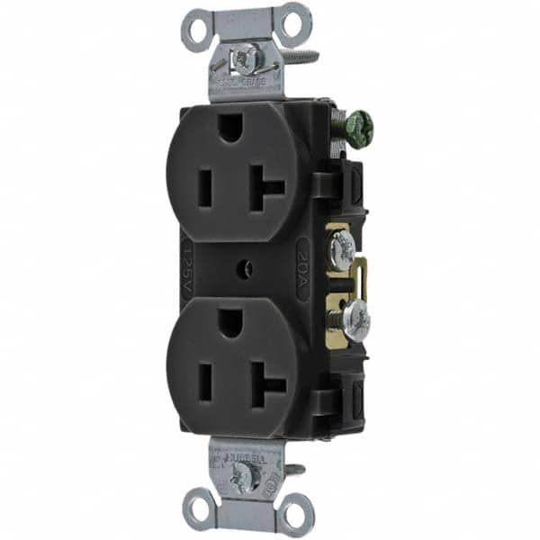 Hubbell Wiring Device-Kellems - 125V 20A NEMA 5-20R Commercial Grade Black Straight Blade Duplex Receptacle - Benchmark Tooling