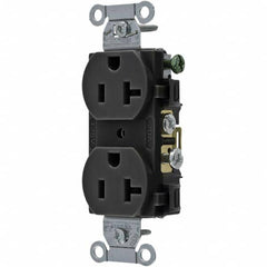 Hubbell Wiring Device-Kellems - 125V 20A NEMA 5-20R Commercial Grade Black Straight Blade Duplex Receptacle - Benchmark Tooling