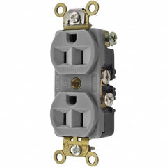 Hubbell Wiring Device-Kellems - 125V 15A NEMA 5-15R Industrial Grade Gray Straight Blade Duplex Receptacle - Benchmark Tooling