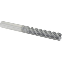 Corner Radius End Mill: 7/16″ Dia, 2″ LOC, 0.03″ Radius, 5 Flutes, Solid Carbide 4″ OAL, 7/16″ Shank Dia, 45 ° Helix, AlCrN Coated, Corner Radius End, Centercutting, Series SM5F