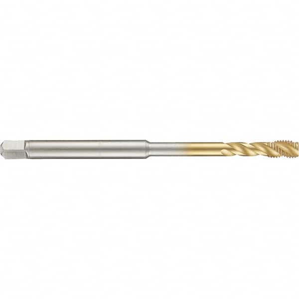 Guhring - 6-40 UNF 3 Flute 2B Modified Bottoming Spiral Flute Tap - High Speed Steel, TiN Finish, 4" OAL, Right Hand Flute, Right Hand Thread, H2/H3, Series 4284 - Exact Industrial Supply