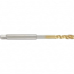Guhring - 1/4-28 UNF 3 Flute 2B Modified Bottoming Spiral Flute Tap - High Speed Steel, TiN Finish, 4" OAL, Right Hand Flute, Right Hand Thread, H3/H4, Series 4284 - Exact Industrial Supply