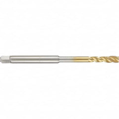 Guhring - 8-32 UNC 3 Flute 2B Modified Bottoming Spiral Flute Tap - High Speed Steel, TiN Finish, 4" OAL, Right Hand Flute, Right Hand Thread, H3/H4, Series 4283 - Exact Industrial Supply