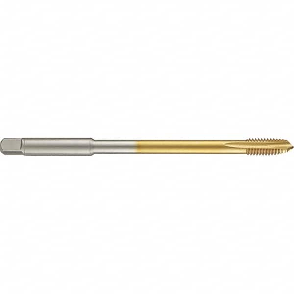 Guhring - 9/16-12 UNC 4 Flute 2B Plug Spiral Point Tap - High Speed Steel, TiN Finish, 6" OAL, Right Hand Thread, H5/H6, Series 4285 - Exact Industrial Supply
