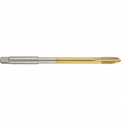 Guhring - 1/4-20 UNC 3 Flute 2B Plug Spiral Point Tap - High Speed Steel, TiN Finish, 6" OAL, Right Hand Thread, H4/H5, Series 4285 - Exact Industrial Supply