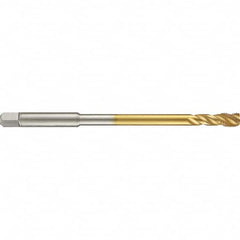 Guhring - 1/4-28 UNF 3 Flute 2B Modified Bottoming Spiral Flute Tap - High Speed Steel, TiN Finish, 6" OAL, Right Hand Flute, Right Hand Thread, H3/H4, Series 4288 - Exact Industrial Supply