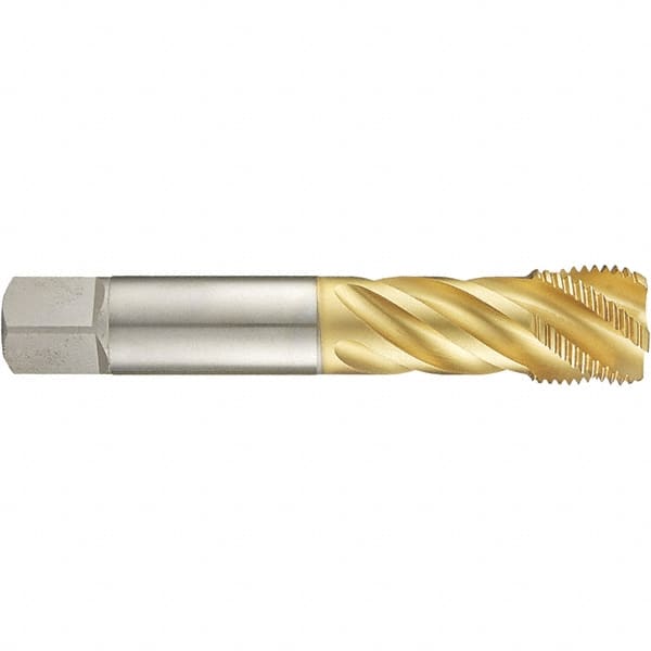 Guhring - 1-1/2-8 UNF 6 Flute 2B Modified Bottoming Spiral Flute Tap - High Speed Steel, TiN Finish, 7.874" OAL, Right Hand Flute, Right Hand Thread, H7, Series 4289 - Benchmark Tooling