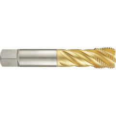 Guhring - 1-5/8-8 UNF 6 Flute 2B Modified Bottoming Spiral Flute Tap - High Speed Steel, TiN Finish, 7.874" OAL, Right Hand Flute, Right Hand Thread, H7, Series 4289 - Exact Industrial Supply