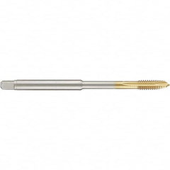 Guhring - #10-24 UNC 3 Flute 2B Plug Spiral Point Tap - High Speed Steel, TiN Finish, 4" OAL, Right Hand Thread, H3/H4, Series 4390 - Exact Industrial Supply