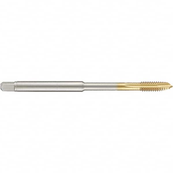 Guhring - 1/4-20 UNC 3 Flute 2B Plug Spiral Point Tap - High Speed Steel, TiN Finish, 4" OAL, Right Hand Thread, H4/H5, Series 4390 - Exact Industrial Supply