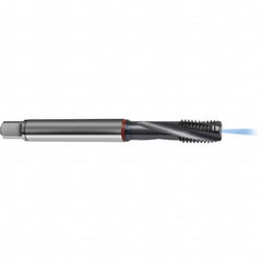 Guhring - 1/4-28 UNF 3 Flute 2BX Modified Bottoming Spiral Flute Tap - High Speed Steel, TiCN Finish, 3.1496" OAL, Right Hand Flute, Right Hand Thread, H4/H5, Series 4389 - Exact Industrial Supply