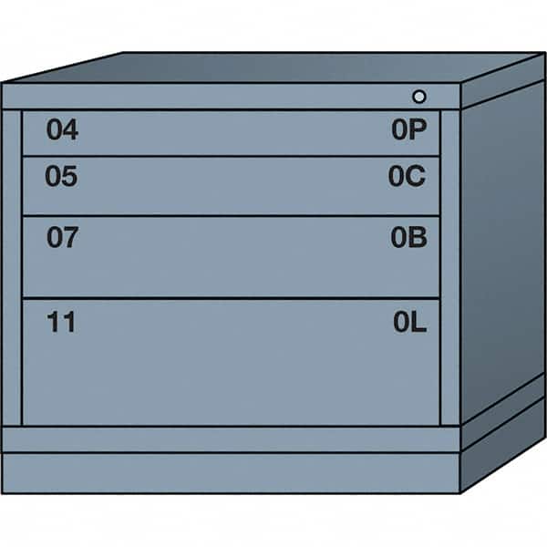 Lyon - 4 Drawer, Standard Desk Height - Single Drawer Access Cabinet - Steel, 30" Wide x 28-1/4" Deep x 26-7/8" High, Dove Gray - Benchmark Tooling