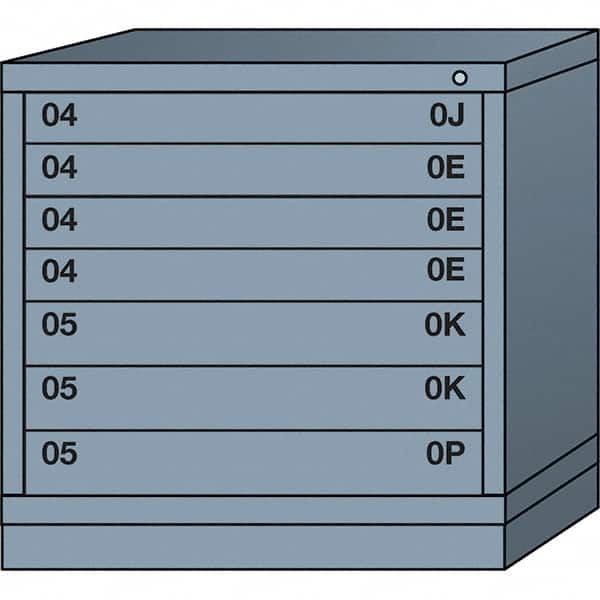 Lyon - 7 Drawer, Standard Table Height - Multiple Drawer Access Cabinet - Steel, 30" Wide x 28-1/4" Deep x 30-1/8" High, Dove Gray - Benchmark Tooling