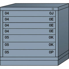 Lyon - 7 Drawer, Standard Table Height - Multiple Drawer Access Cabinet - Steel, 30" Wide x 28-1/4" Deep x 30-1/8" High, Dove Gray - Benchmark Tooling