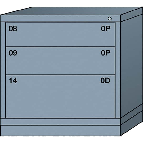Lyon - 3 Drawer, Standard Table Height - Single Drawer Access Cabinet - Steel, 30" Wide x 28-1/4" Deep x 30-1/8" High, Dove Gray - Benchmark Tooling