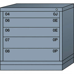 Lyon - 5 Drawer, Standard Table Height - Multiple Drawer Access Cabinet - Steel, 30" Wide x 28-1/4" Deep x 30-1/8" High, Dove Gray - Benchmark Tooling