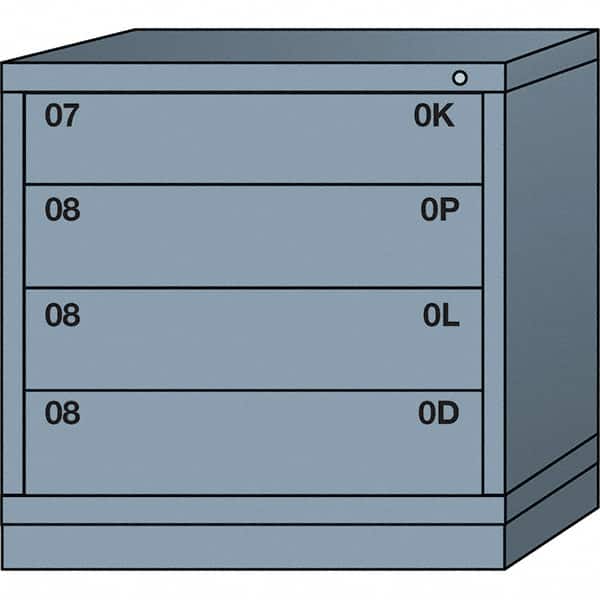 Lyon - 4 Drawer, Standard Table Height - Multiple Drawer Access Cabinet - Steel, 30" Wide x 28-1/4" Deep x 30-1/8" High, Dove Gray - Benchmark Tooling