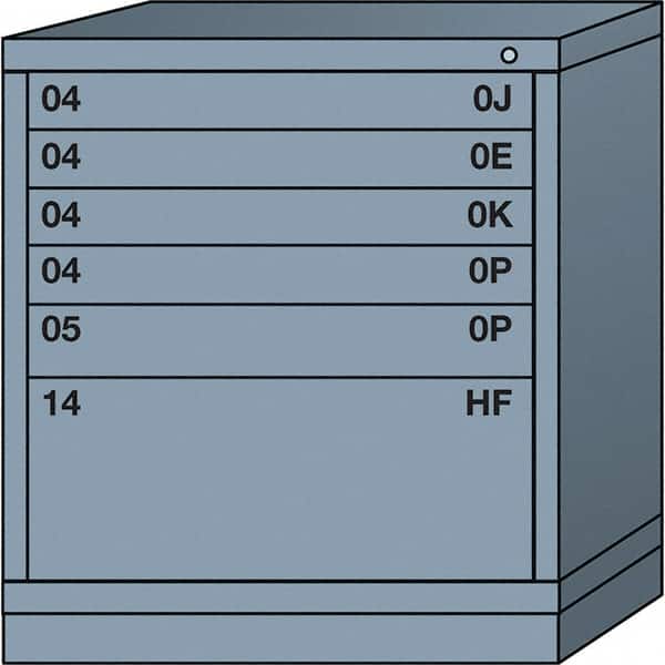 Lyon - 6 Drawer, Standard Bench Height - Multiple Drawer Access Cabinet - Steel, 30" Wide x 28-1/4" Deep x 33-1/4" High, Dove Gray - Benchmark Tooling