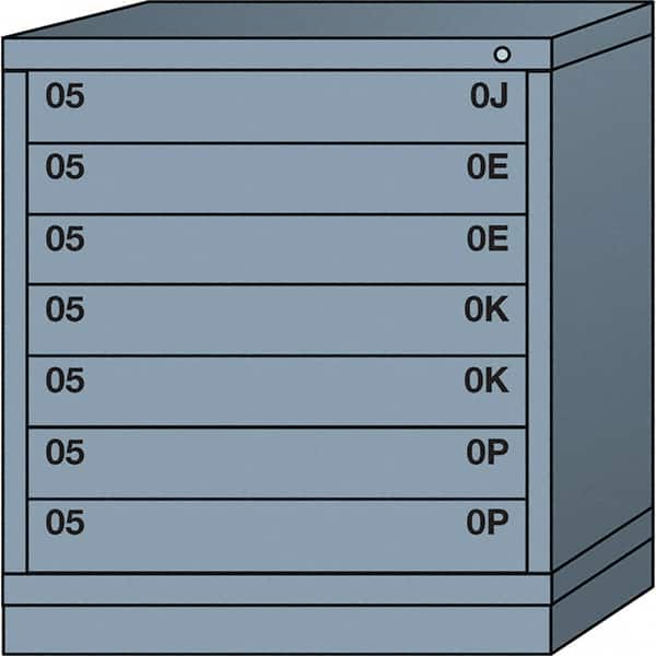 Lyon - 7 Drawer, Standard Bench Height - Multiple Drawer Access Cabinet - Steel, 30" Wide x 28-1/4" Deep x 33-1/4" High, Dove Gray - Benchmark Tooling