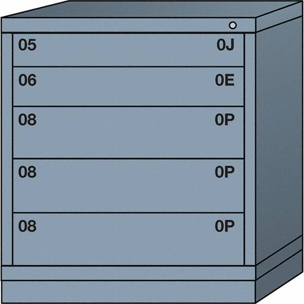 Lyon - 5 Drawer, Standard Bench Height - Single Drawer Access Cabinet - Steel, 30" Wide x 28-1/4" Deep x 33-1/4" High, Dove Gray - Benchmark Tooling